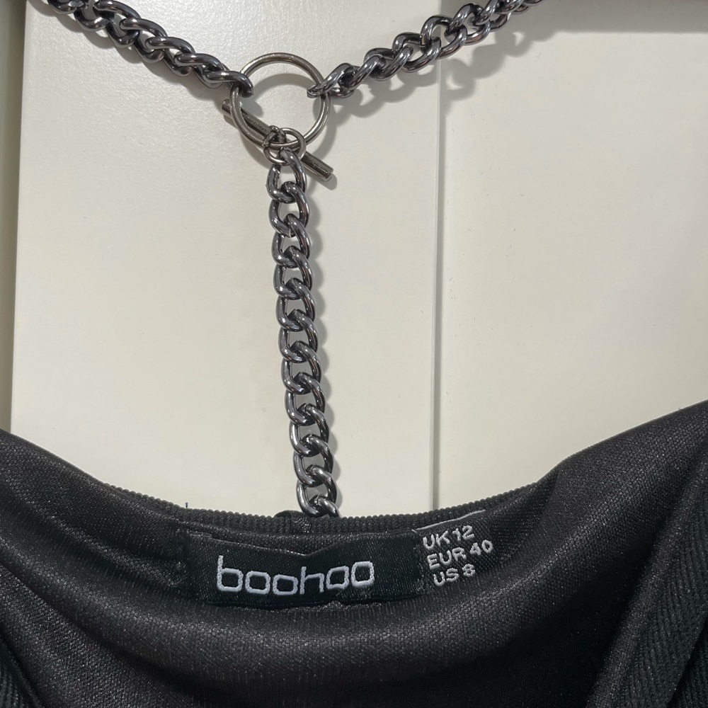 Boohoo Strappy Metal Trim Ribbed Midi Dress View 6